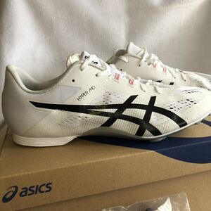 NIB Asics Hyper MD 8, White & Black Track Cleats, Shoes, Mid-Distance Runners 13